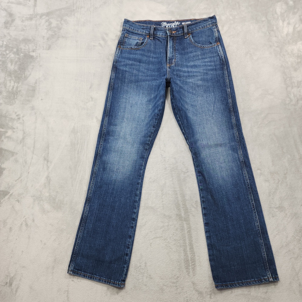 Wrangler Retro Jeans Mens 30x34 Blue Medium Wash Relaxed Bootcut Stretch Denim